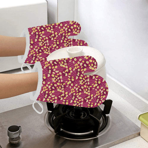 Popcorn Pattern Print Design 02 Heat Resistant Oven Mitts