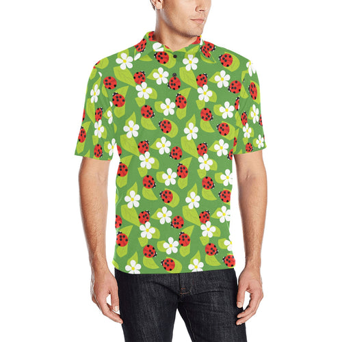 Ladybug Pattern Print Design 01 Men's All Over Print Polo Shirt