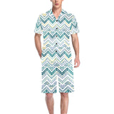 zigzag chevron paint design pattern Men's V-Neck Short Pajama Set