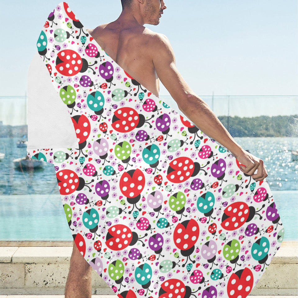 Ladybug Pattern Print Design 03 Beach Towel