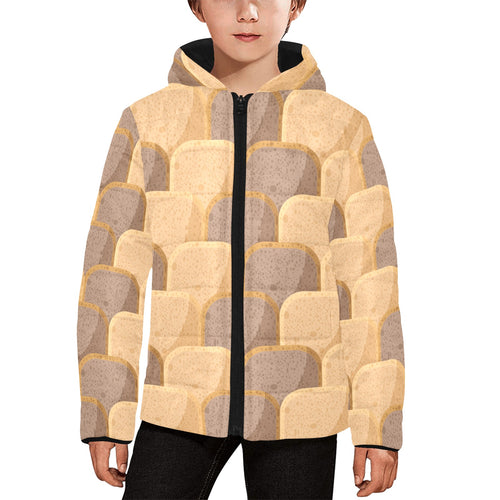 Bread Toast Pattern Print Design 04 Kids' Boys' Girls' Padded Hooded Jacket