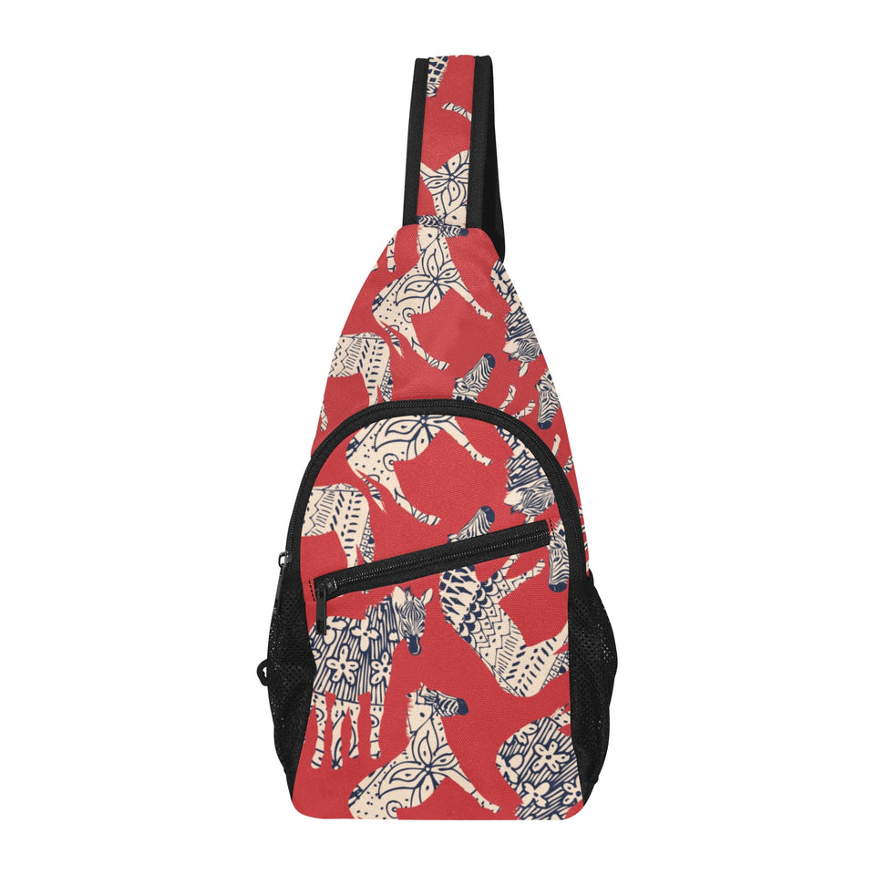 Zebra abstract red background All Over Print Chest Bag