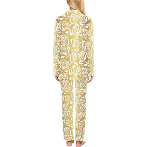 Rose Pattern Print Design 05 Women's Long Pajama Set