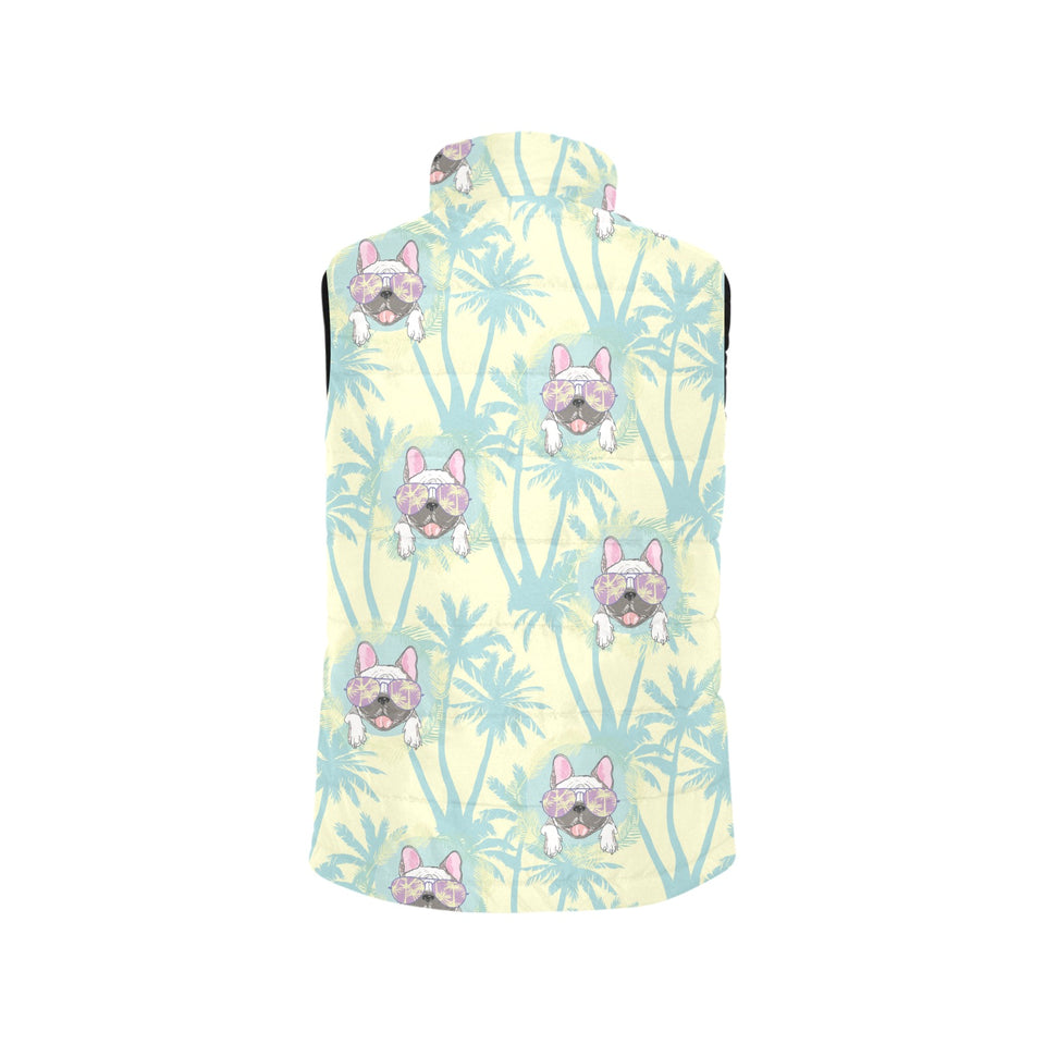 French bulldog hawaii blackground Women's Padded Vest