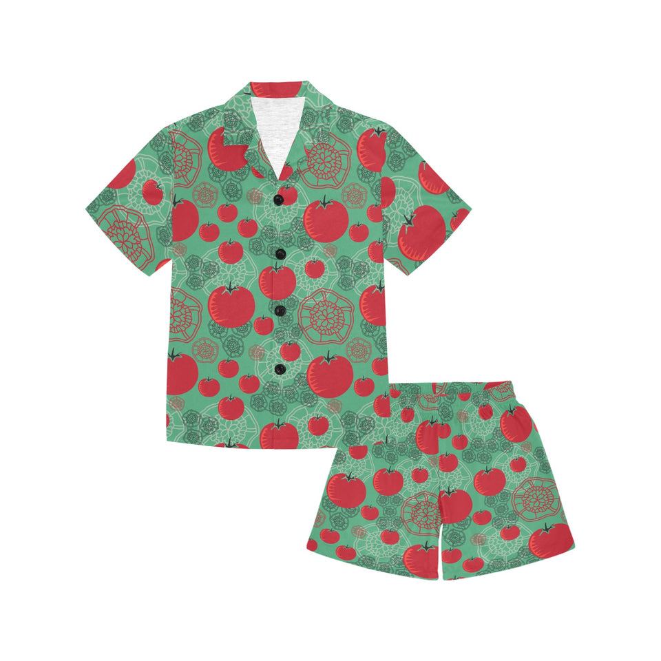 Tomato design pattern Kids' Boys' Girls' V-Neck Short Pajama Set