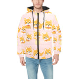 Cute shiba inu dog pattern Men's Padded Hooded Jacket
