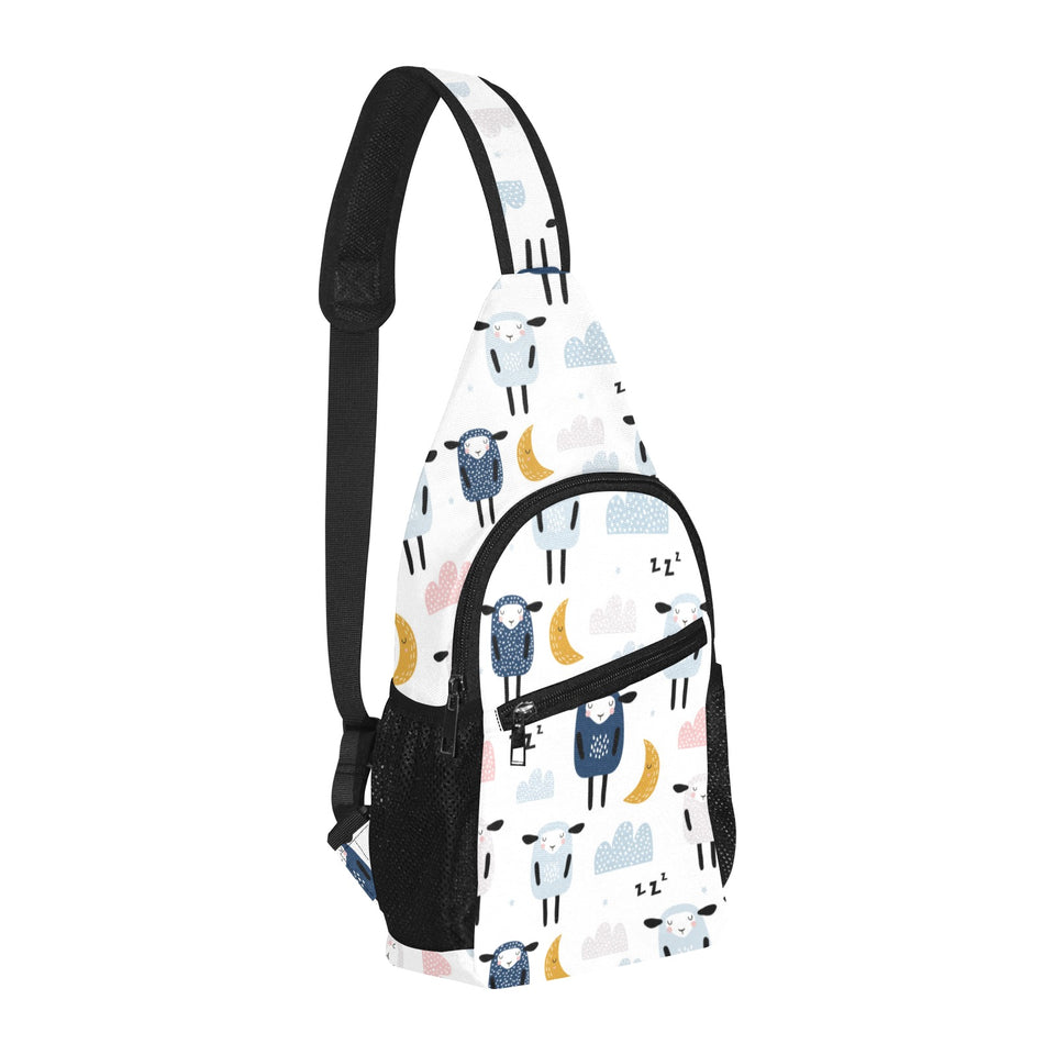 Cute sleeping sheep moon cloud pattern All Over Print Chest Bag