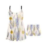 Lavender modern pattern blackground Chest Sexy Pleated Two Piece Swim Dress