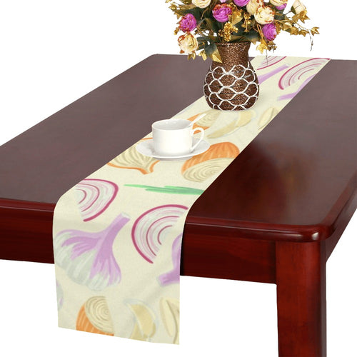 Onion garlic white red pattern Table Runner
