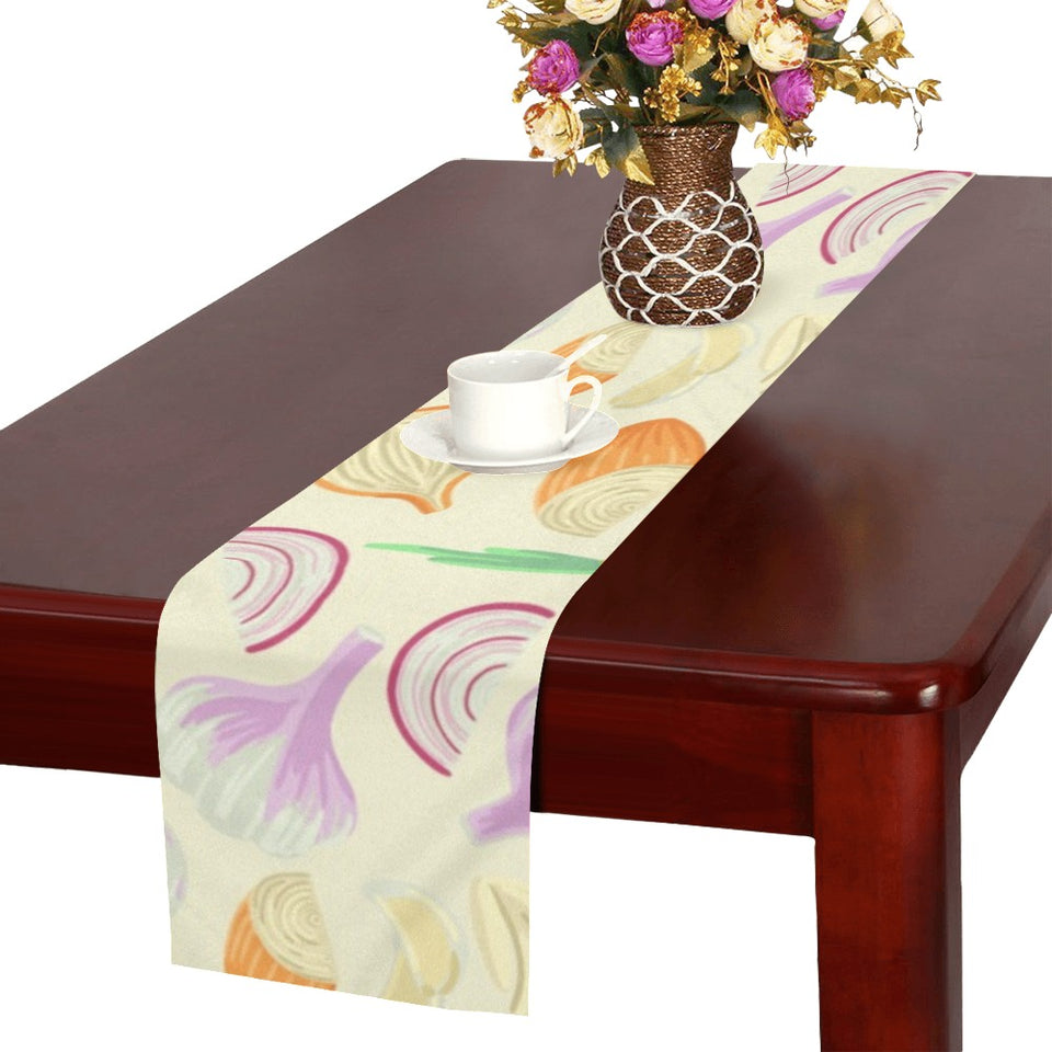 Onion garlic white red pattern Table Runner