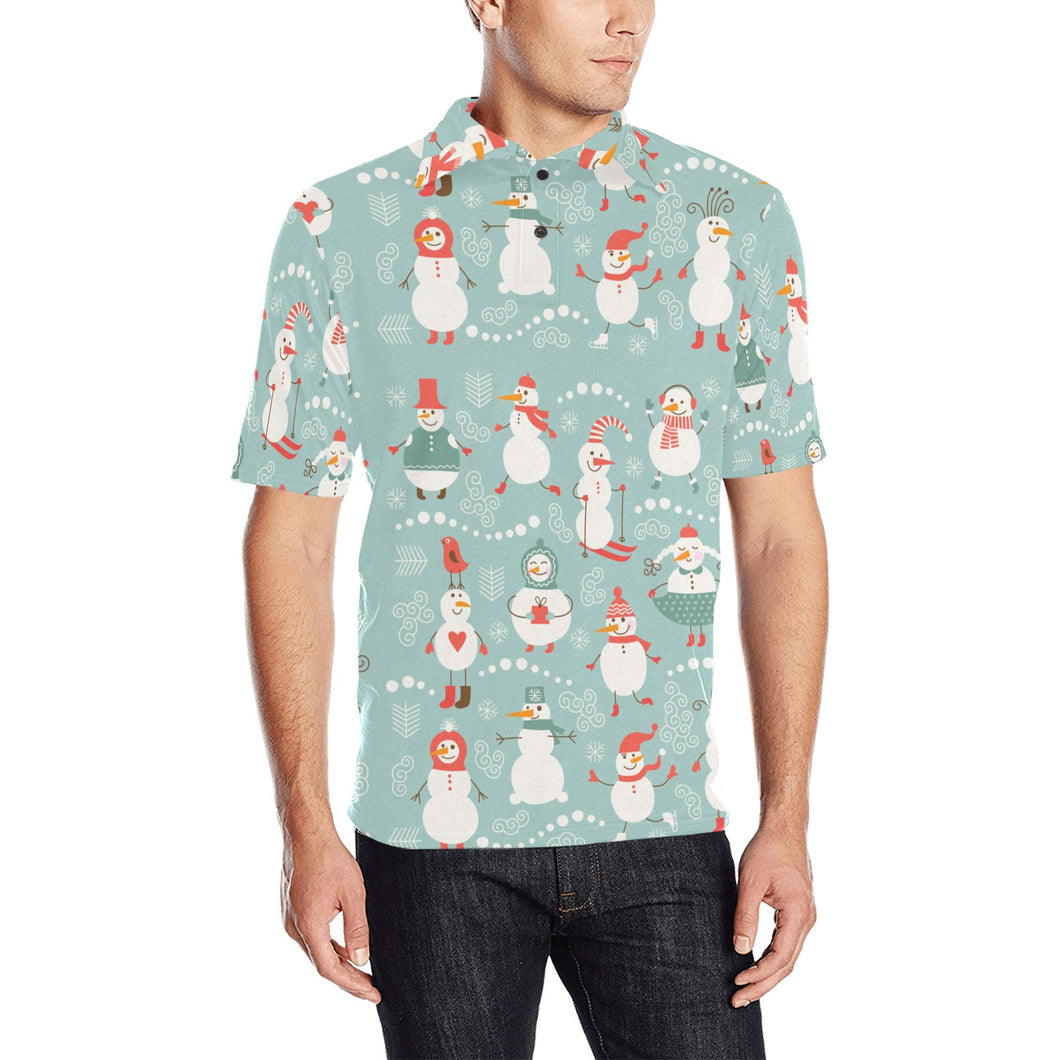 Cute snowman pattern Men's All Over Print Polo Shirt