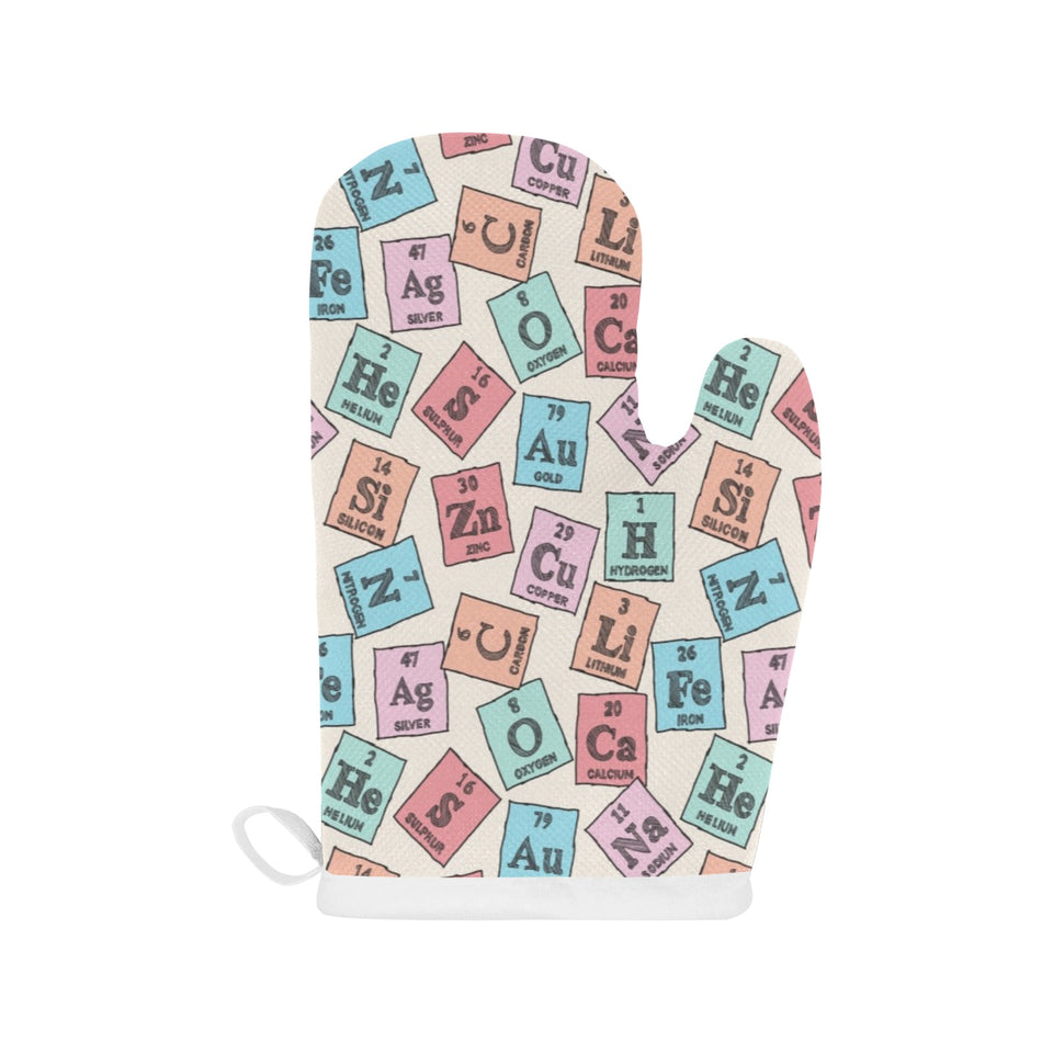Chemistry Periodic Table Pattern Print Design 02 Heat Resistant Oven Mitts