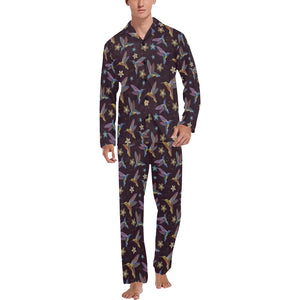 Hummingbird Pattern Print Design 04 Men's Long Pajama Set