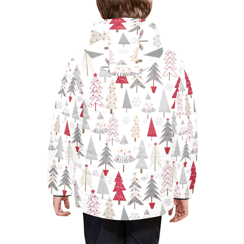 Cute Christmas tree pattern Kids' Boys' Girls' Padded Hooded Jacket