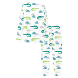 watercolor crocodile pattern Women's All Over Print Pajama Set