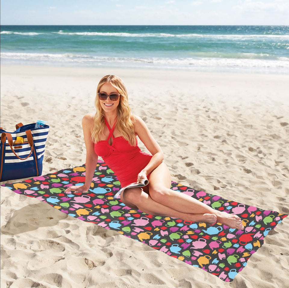 Tea pots Pattern Print Design 01 Beach Towel