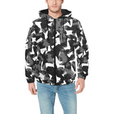 Crow illustration pattern Men's Padded Hooded Jacket