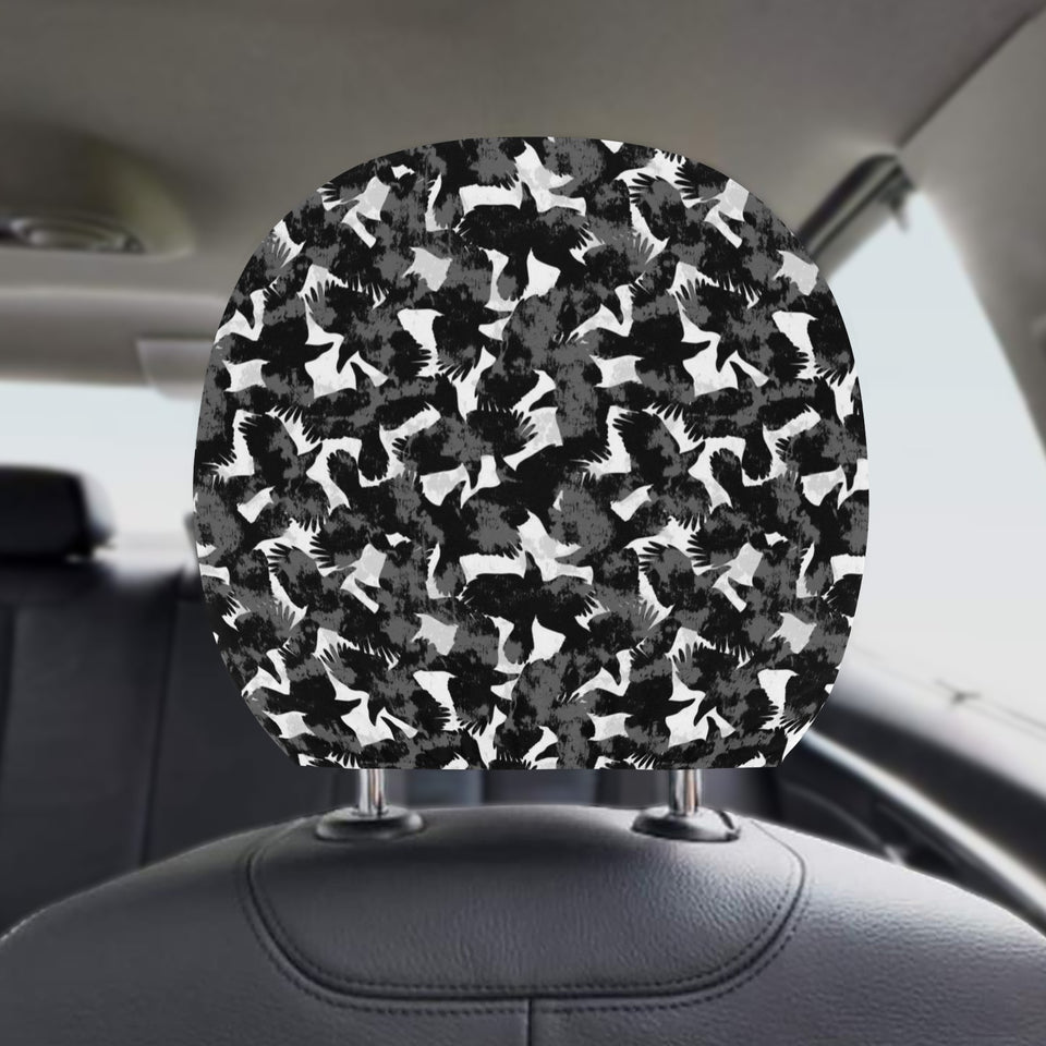 Crow illustration pattern Car Headrest Cover