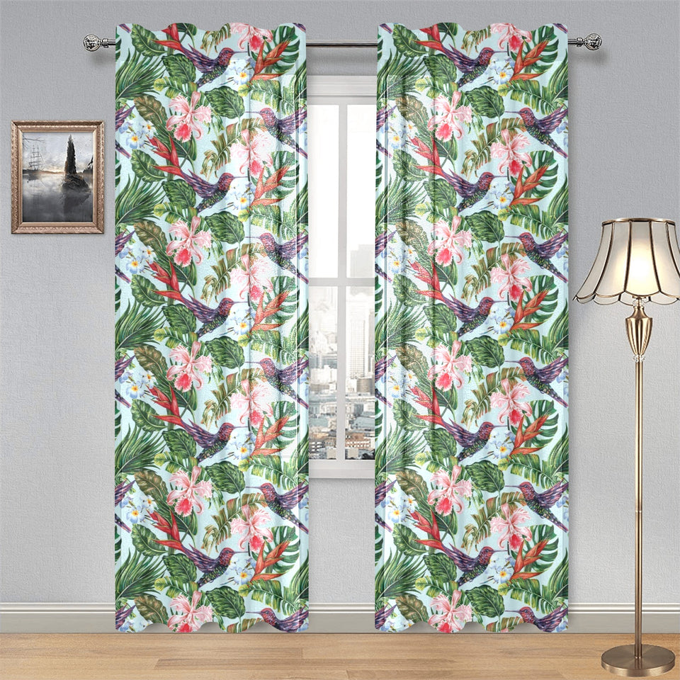 Hummingbird Pattern Print Design 05 Gauze Curtain