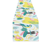 Cute parrot toucan flamingo cactus exotic leaves p Table Runner