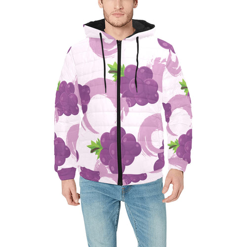 Cute Grape pattern Men's Padded Hooded Jacket
