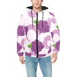 Cute Grape pattern Men's Padded Hooded Jacket