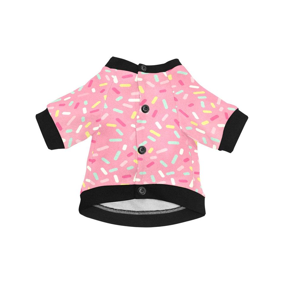 Pink donut glaze candy pattern All Over Print Pet Dog Round Neck Fuzzy Shirt