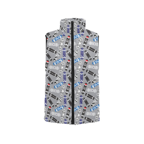 Skate Board Pattern Print Design 03 Women's Padded Vest