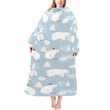 Cute polar bears Christmas decoration pattern Blanket Robe with Sleeves