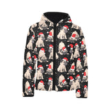 Christmas Pugs Santa_s red cap pattern Kids' Boys' Girls' Padded Hooded Jacket