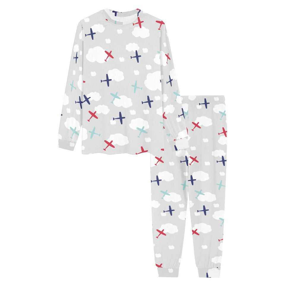 Airplane cloud grey background Men's All Over Print Pajama