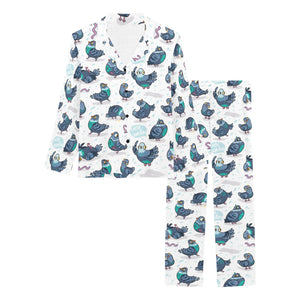 Pigeon Pattern Print Design 02 Women's Long Pajama Set