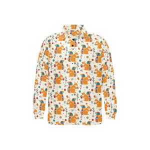 Squirrel Pattern Print Design 04 Men's Long Sleeve Polo Shirt