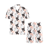 Pig Pattern Print Design 05 Men's V-Neck Short Pajama Set