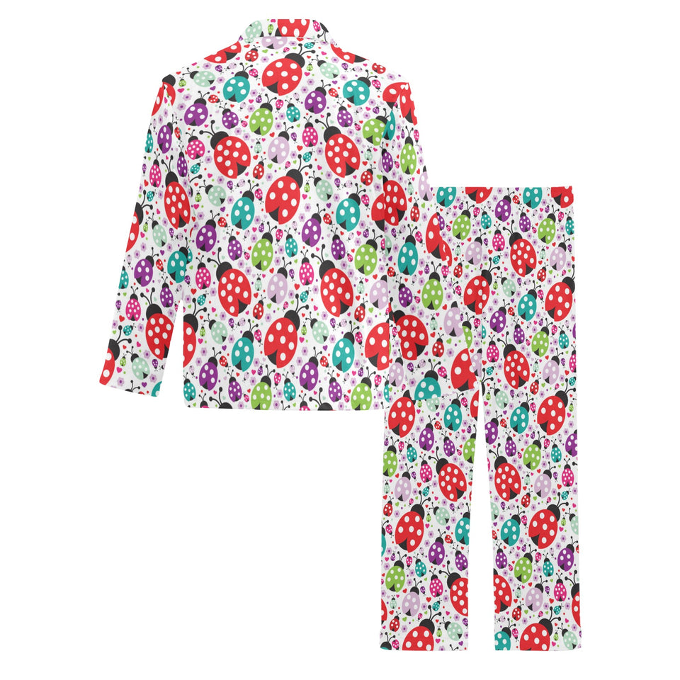 Ladybug Pattern Print Design 03 Men's Long Pajama Set