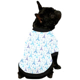 Blue Eiffel Tower Theme Pattern Print Design 01 All Over Print Pet Dog Round Neck Fuzzy Shirt