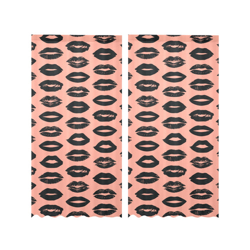Lips Pattern Print Design 02 Gauze Curtain