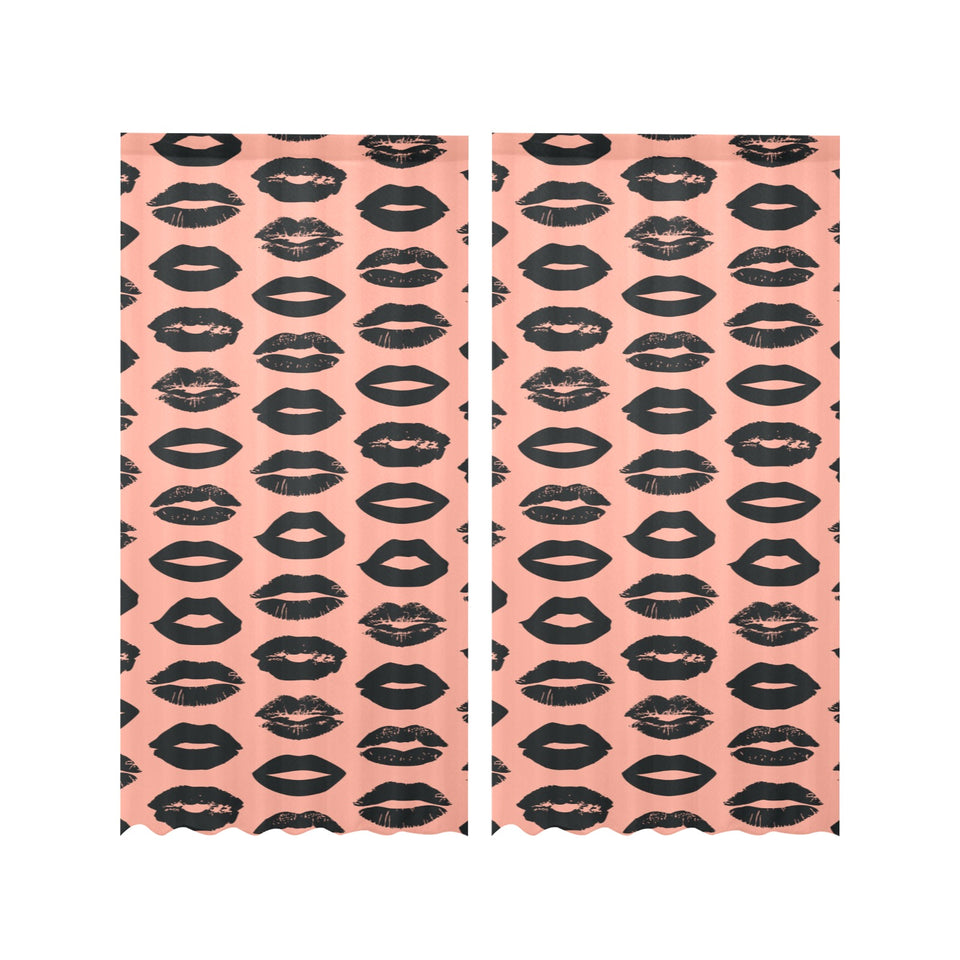 Lips Pattern Print Design 02 Gauze Curtain