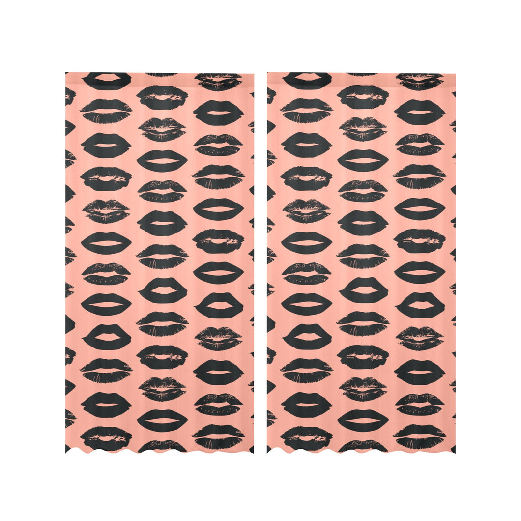 Lips Pattern Print Design 02 Gauze Curtain