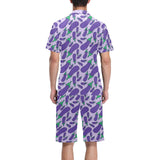 Eggplant Pattern Print Design 03 Men's V-Neck Short Pajama Set