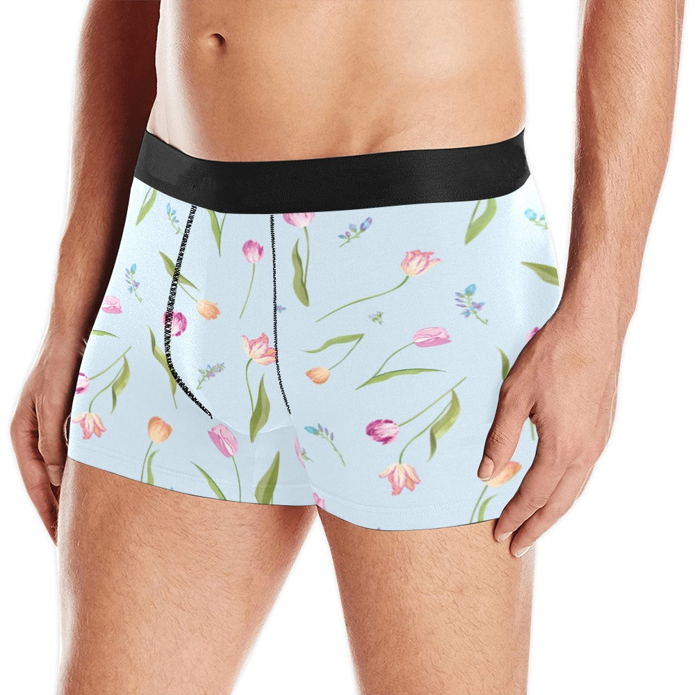 Watercolor Tulips pattern Men's All Over Print Boxer Briefs Men's Underwear