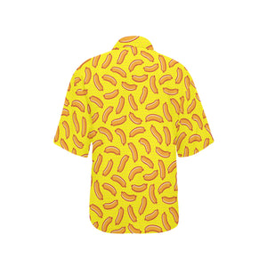 Sausage Pattern Print Design 01 Women's All Over Print Hawaiian Shirt