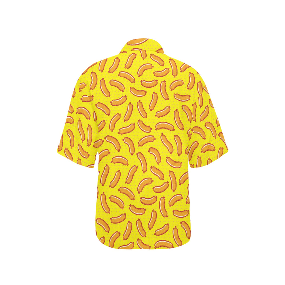 Sausage Pattern Print Design 01 Women's All Over Print Hawaiian Shirt