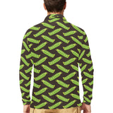 Green Peas Pattern Print Design 05 Men's Long Sleeve Polo Shirt
