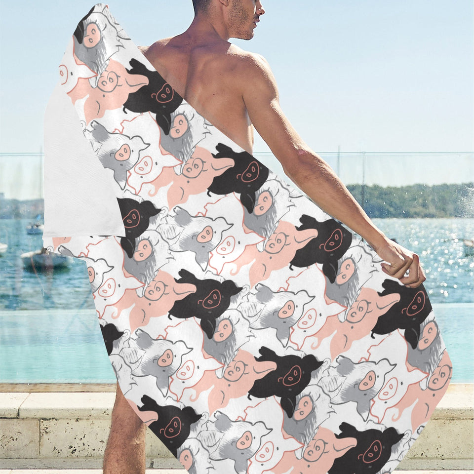 Pig Pattern Print Design 05 Beach Towel