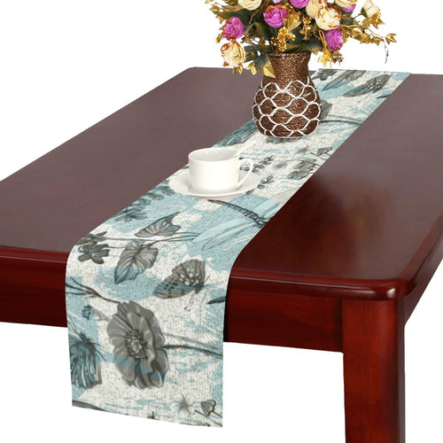 Dragonfly Butterfly Plants insect flower vintage s Table Runner