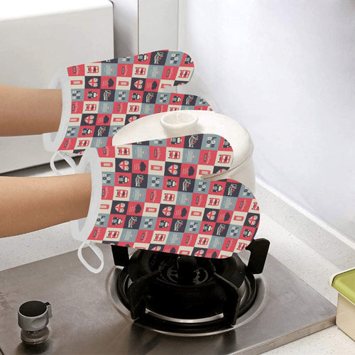 British Pattern Print Design 05 Heat Resistant Oven Mitts
