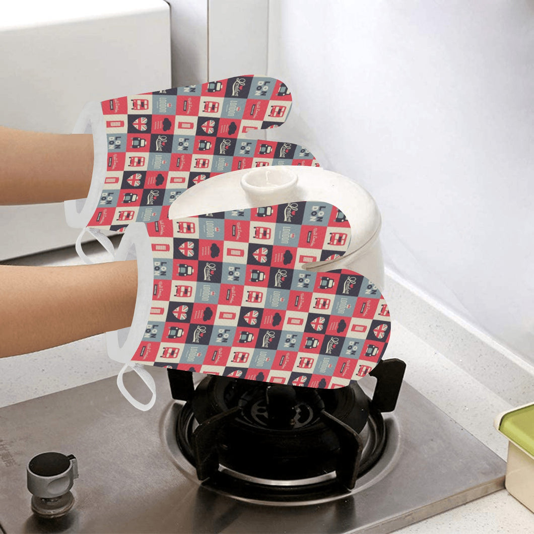 British Pattern Print Design 05 Heat Resistant Oven Mitts