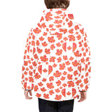 Canada Pattern Print Design 02 Kids' Boys' Girls' Padded Hooded Jacket