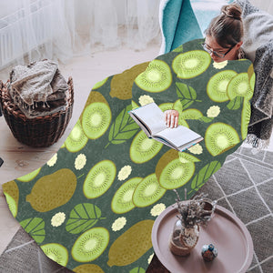 Whole sliced kiwi leave and flower Blanket Robe with Sleeves